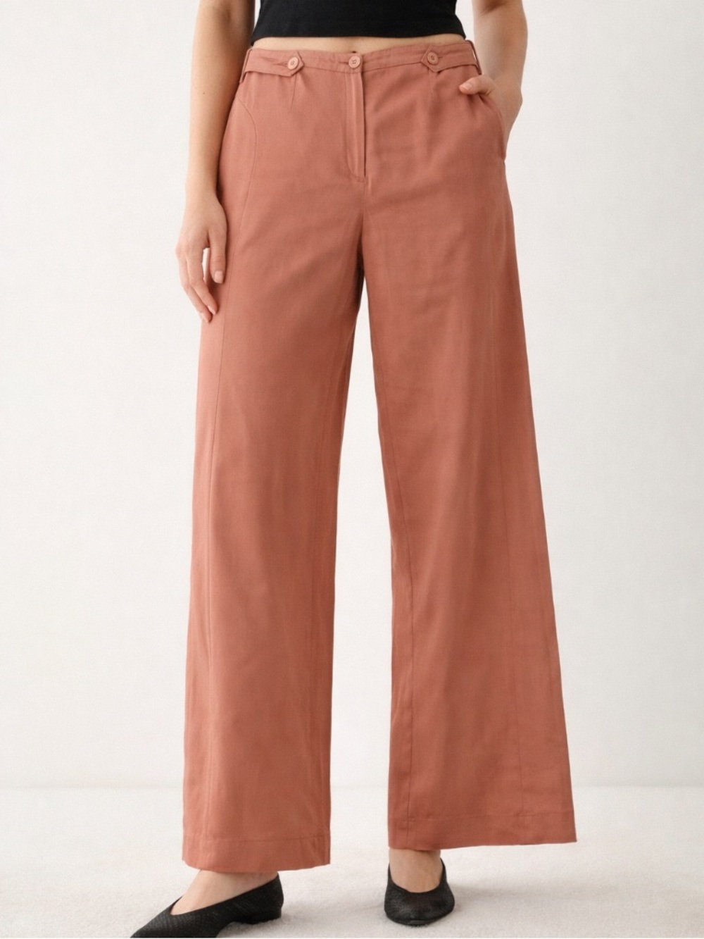 Luca Luca Pants Womens Size 4 Silk Blend Pants Euro 40 Peachy Pink Flare leg